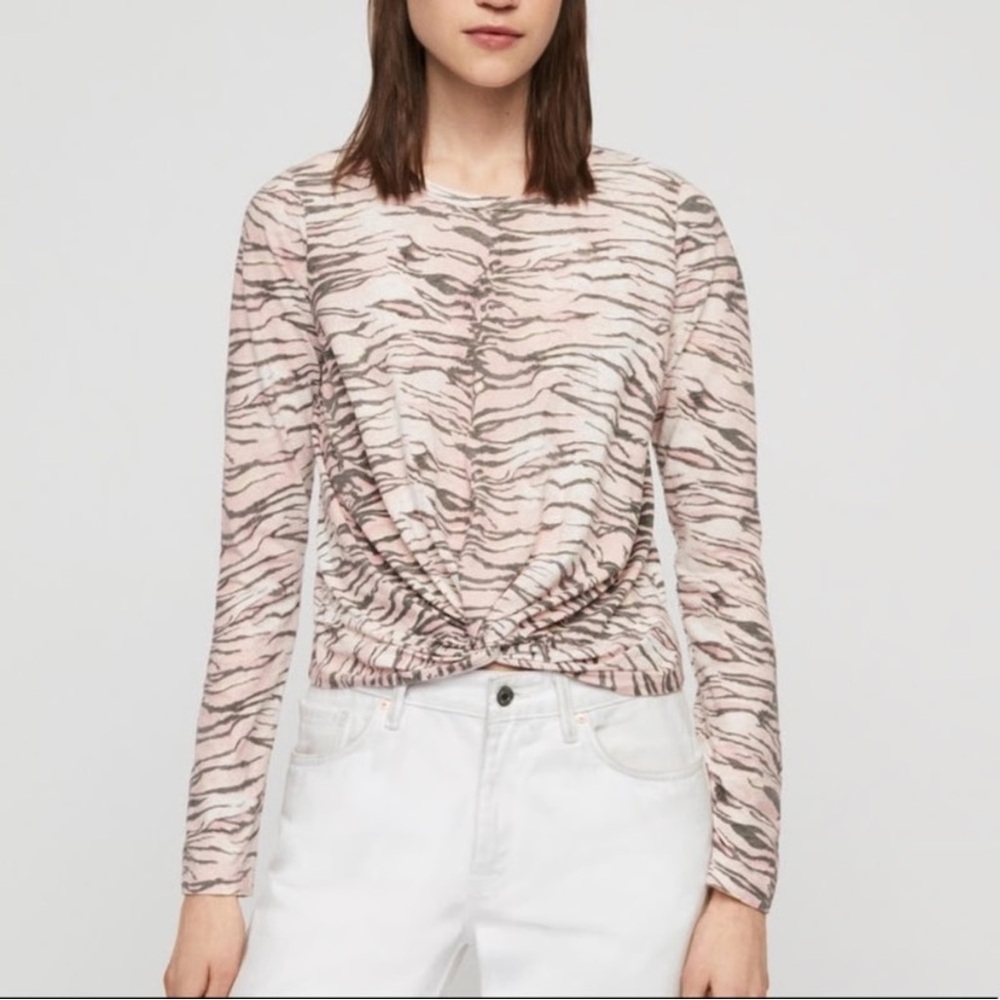 All Saints Pink Zebra Print Top